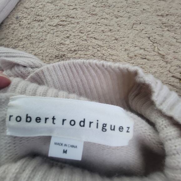 Robert Rodriguez Braided Sweater Womens M Wool Cashmere Knit Turtleneck Beige - Picture 9 of 11